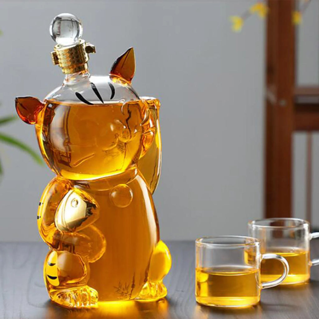 Cat Shaped Glass Decanter with Airtight Stopper A243