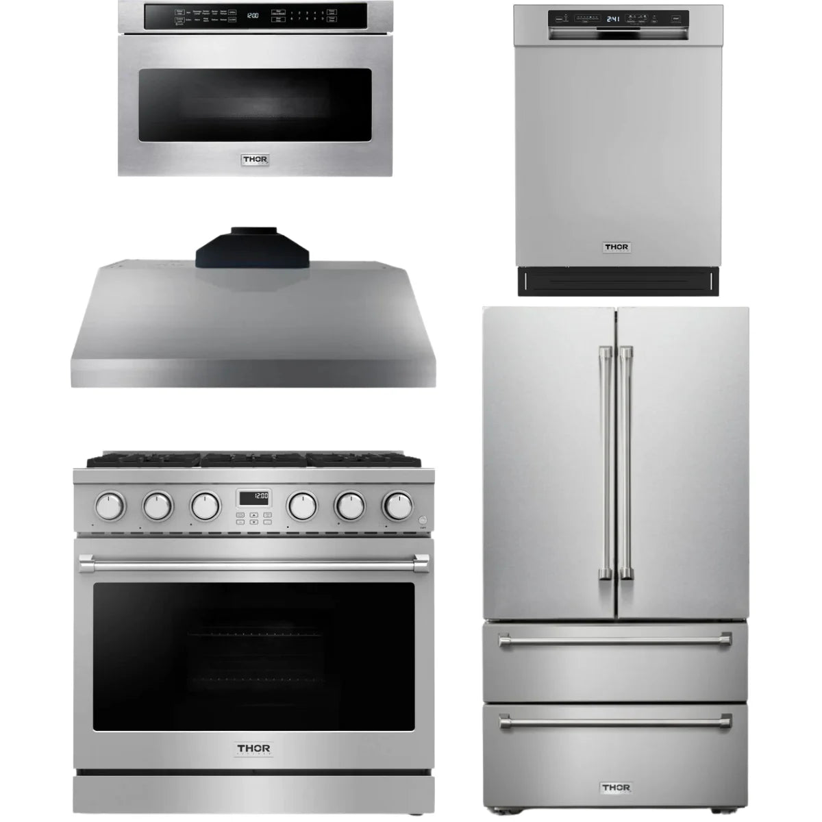 36 Gas Range, Range Hood, Refrigerator, Dishwasher and Microwave D943897