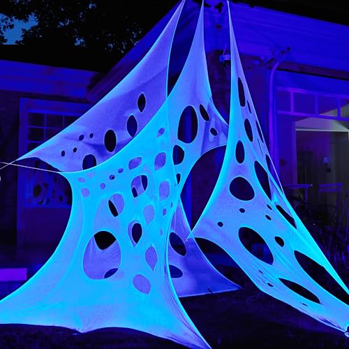 Glow-in-The-Dark White Spider Web Decoration N503580