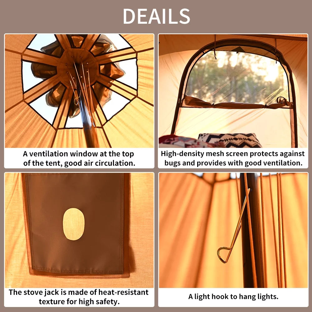 Canvas Tent with Stove Jack 16.4ft Dia D17124