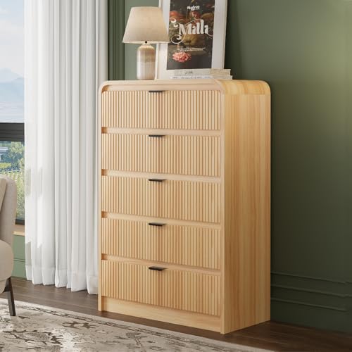 Natural Oak 5 Drawer Wood Dresser U507