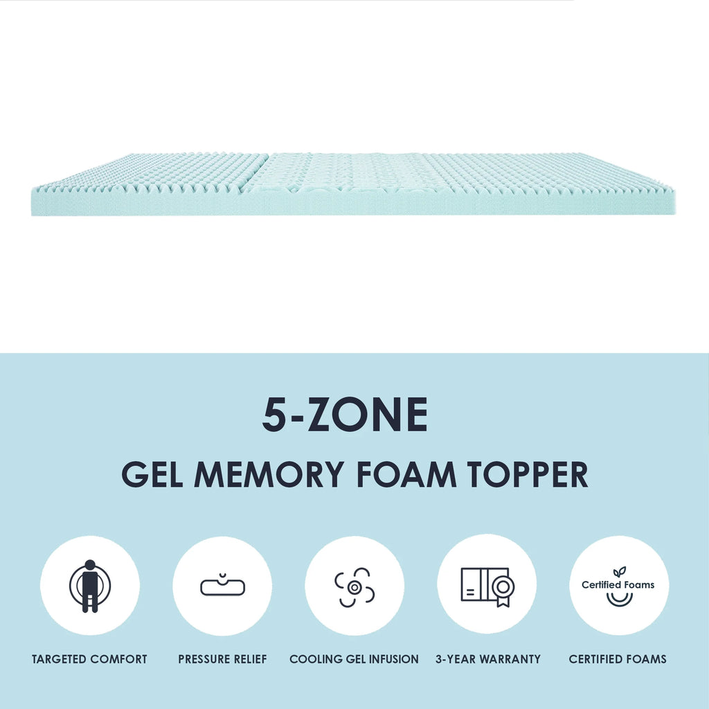 4" 5-Zone Cooling Gel Memory Foam Mattress Topper U670772