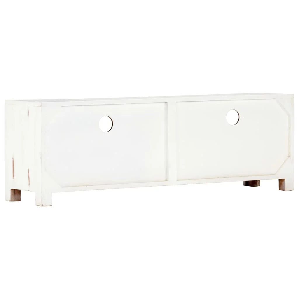 White Solid Acacia Wood TV Cabinet W669