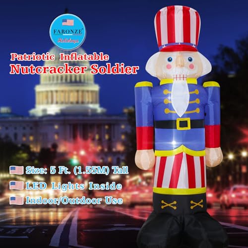 8Ft Patriotic Nutcracker Inflatable Decoration E25804