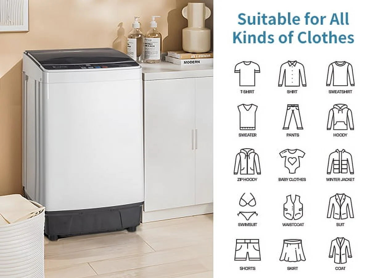 Full Automatic Washing Machine with Drain Pump, White And Black D439