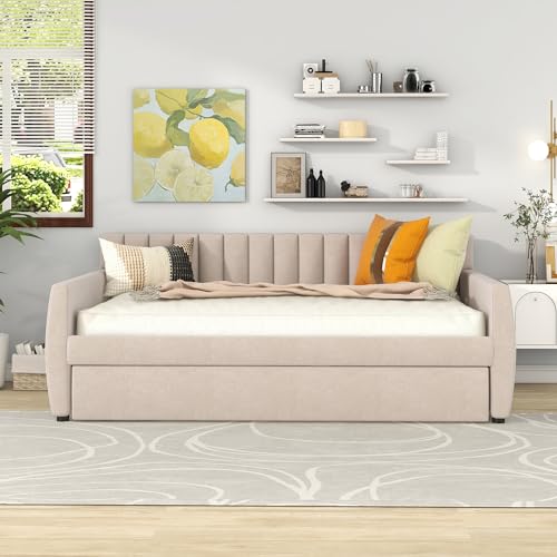Twin Size Upholstered Daybed with Trundle W494