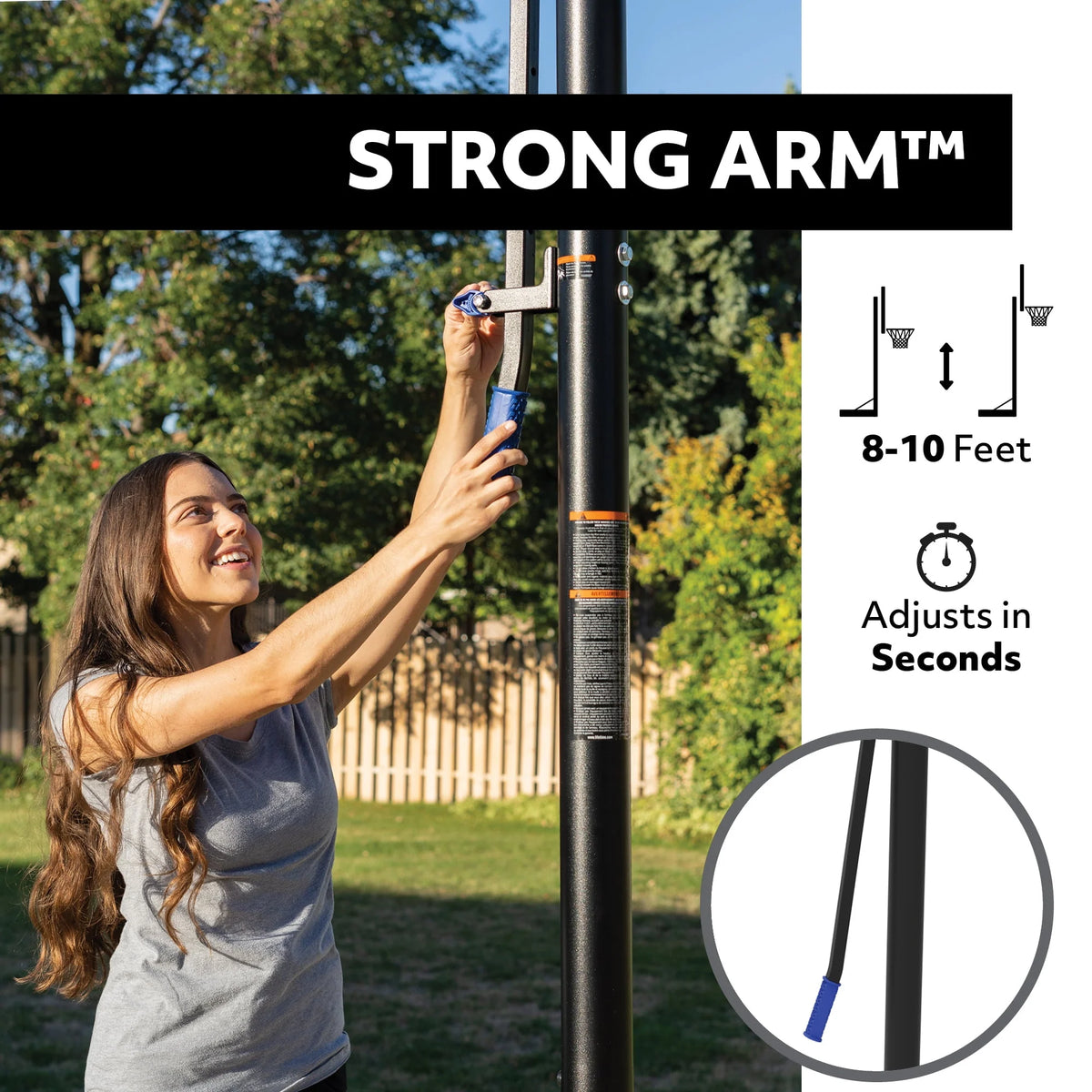 Adjustable Portable Basketball Hoop 48 inch Polycarbonate A590