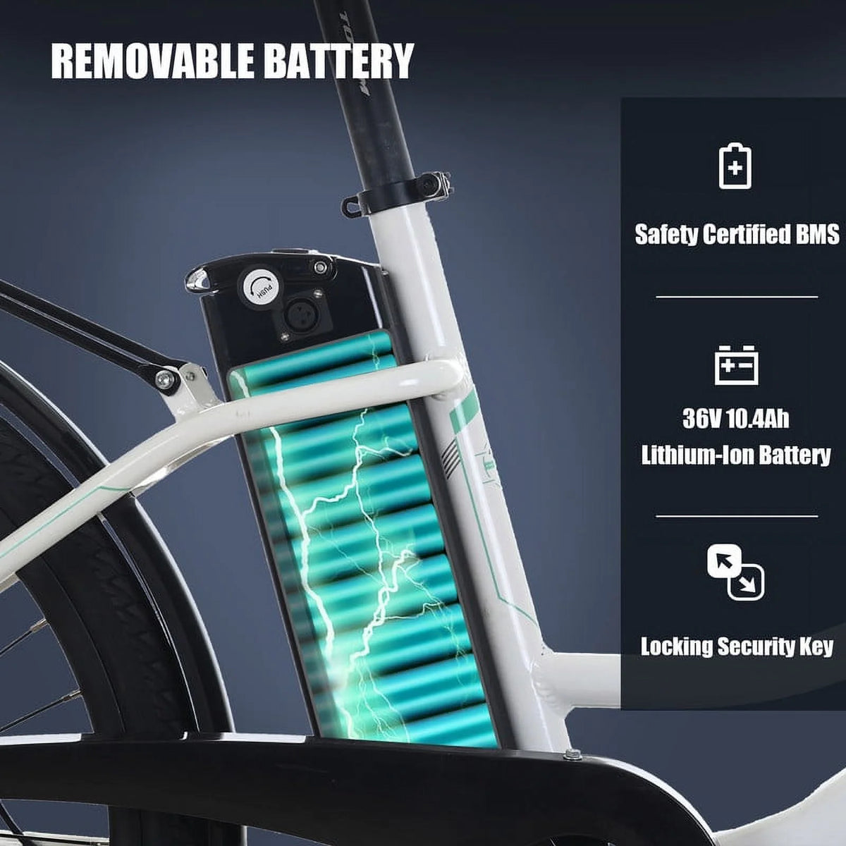 White 26” 350W Electric Bike G55073