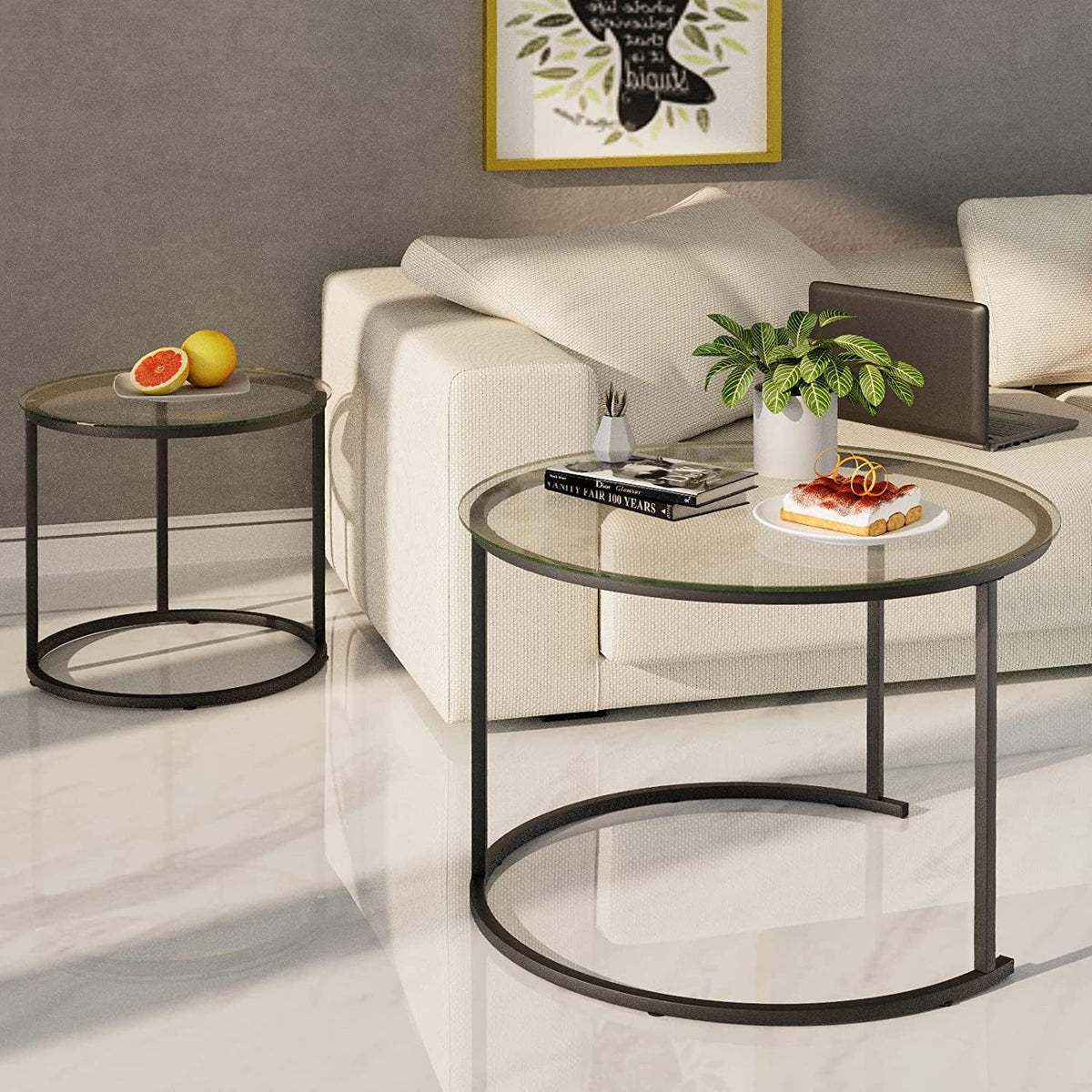 Tempered Glass Round End Table Z1002