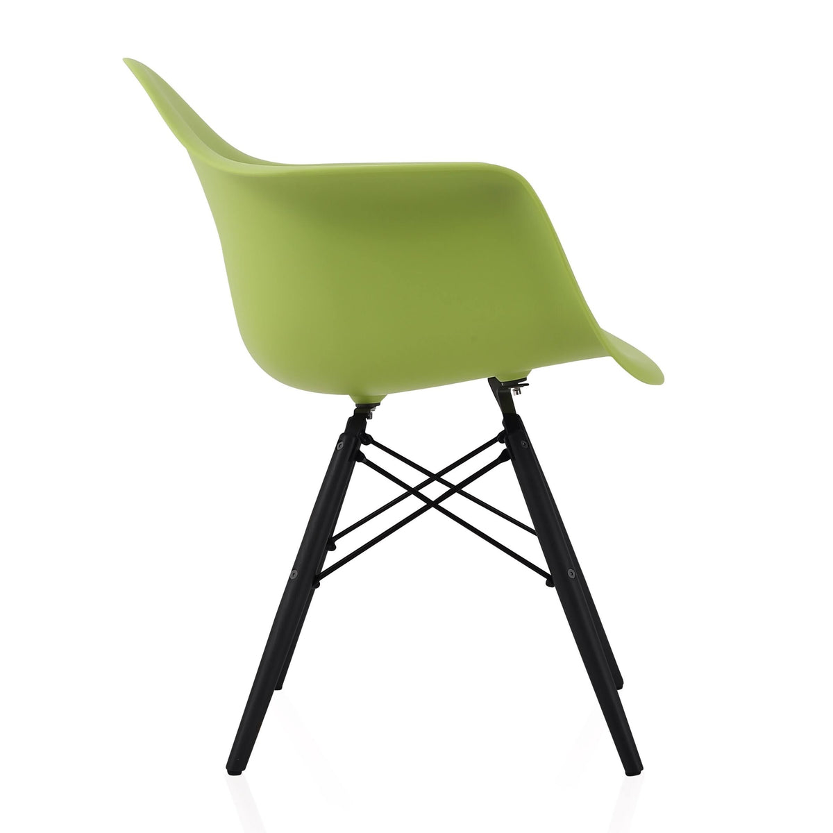Green Molded Plastic Dining Arm Chair with Black Wood Legs Set of 2 D18188
