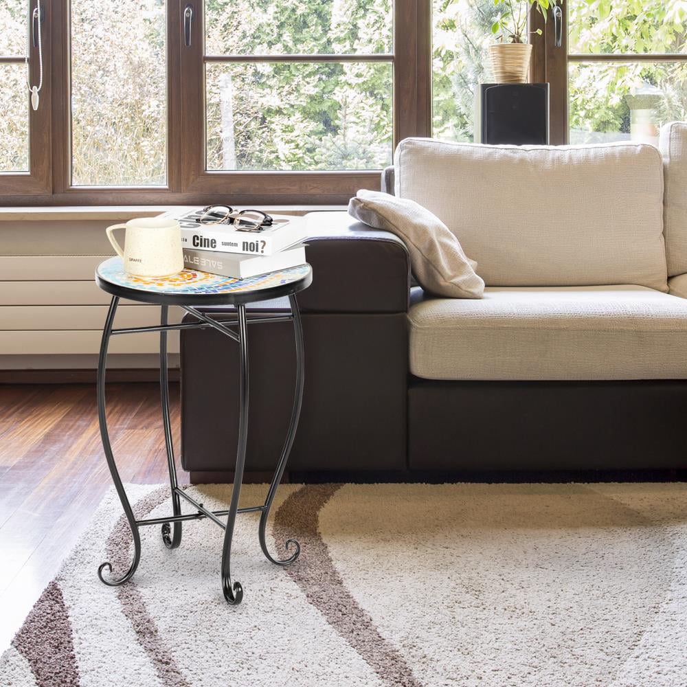 Outdoor Ceramic Tile Iron Frame Side Table S58700