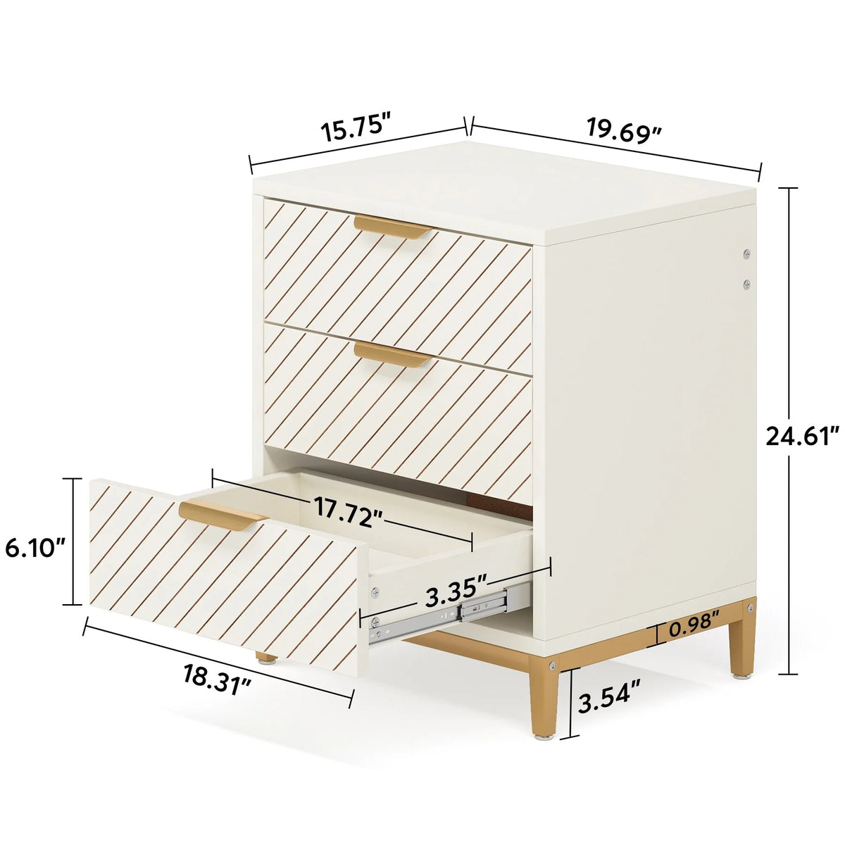 Light Wood Grain Nightstand with Drawers R64212