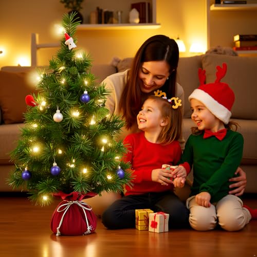 Mini Artificial Christmas Tree 22 Inch with 35 Warm White Lights Y1971