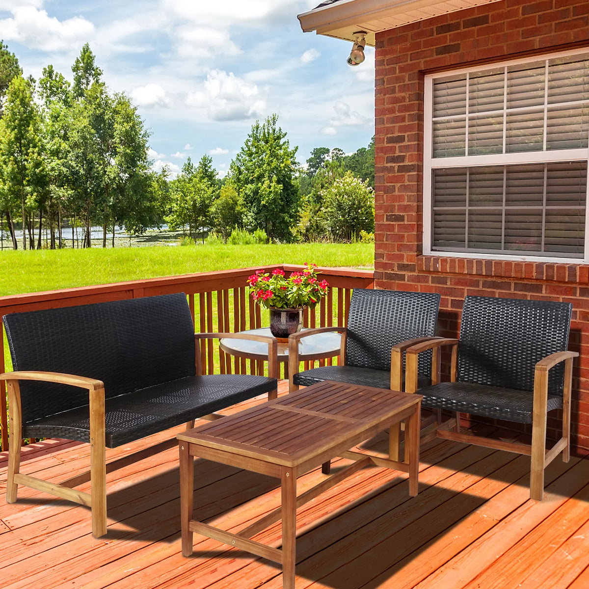 8 Pcs Acacia Wood Patio Conversation Set O428