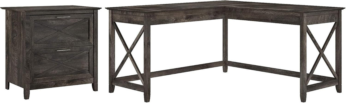 L Shaped Desk with 2 Drawer File Cabinet V14990