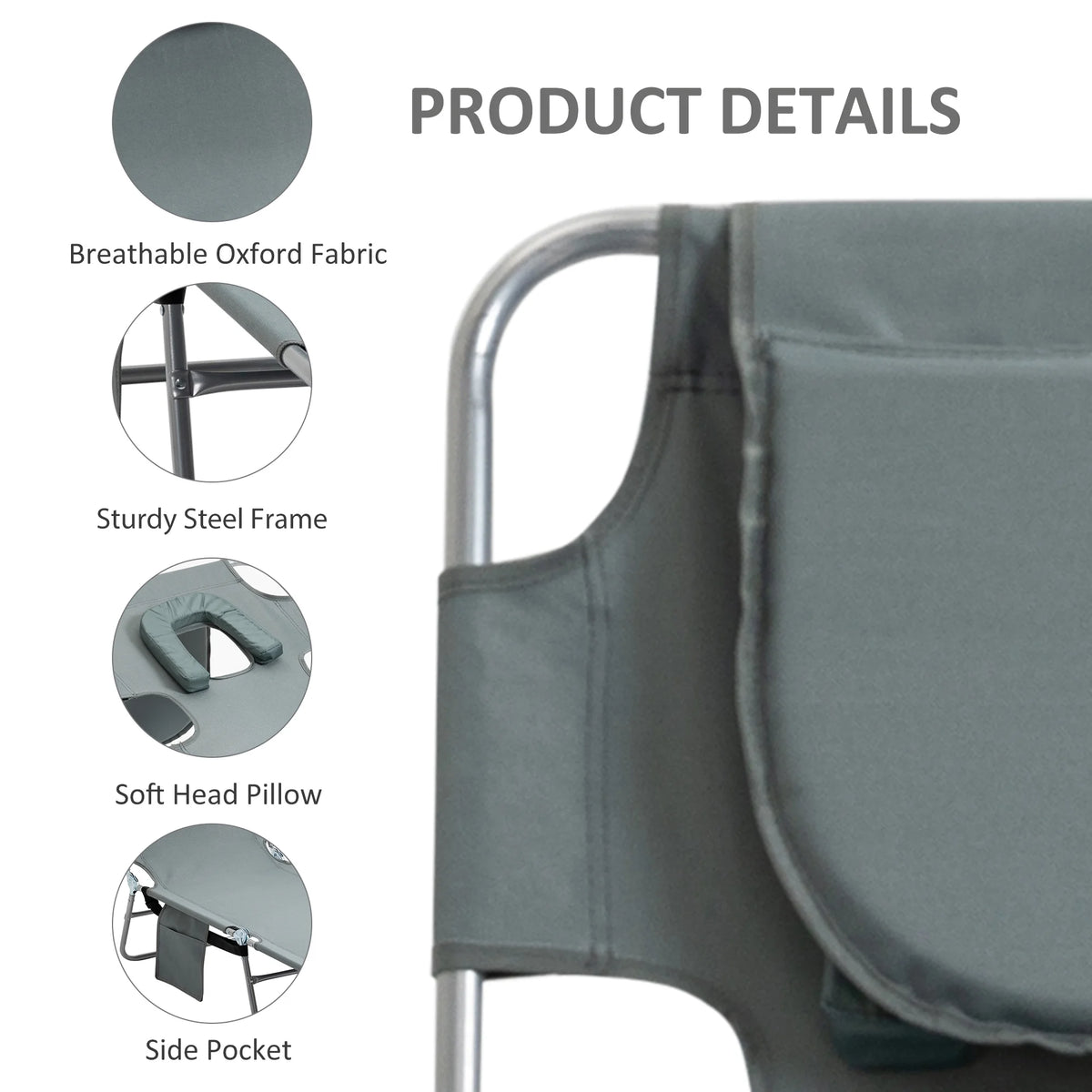 Folding Outdoor Lounge with Face Hole, Gray V5468