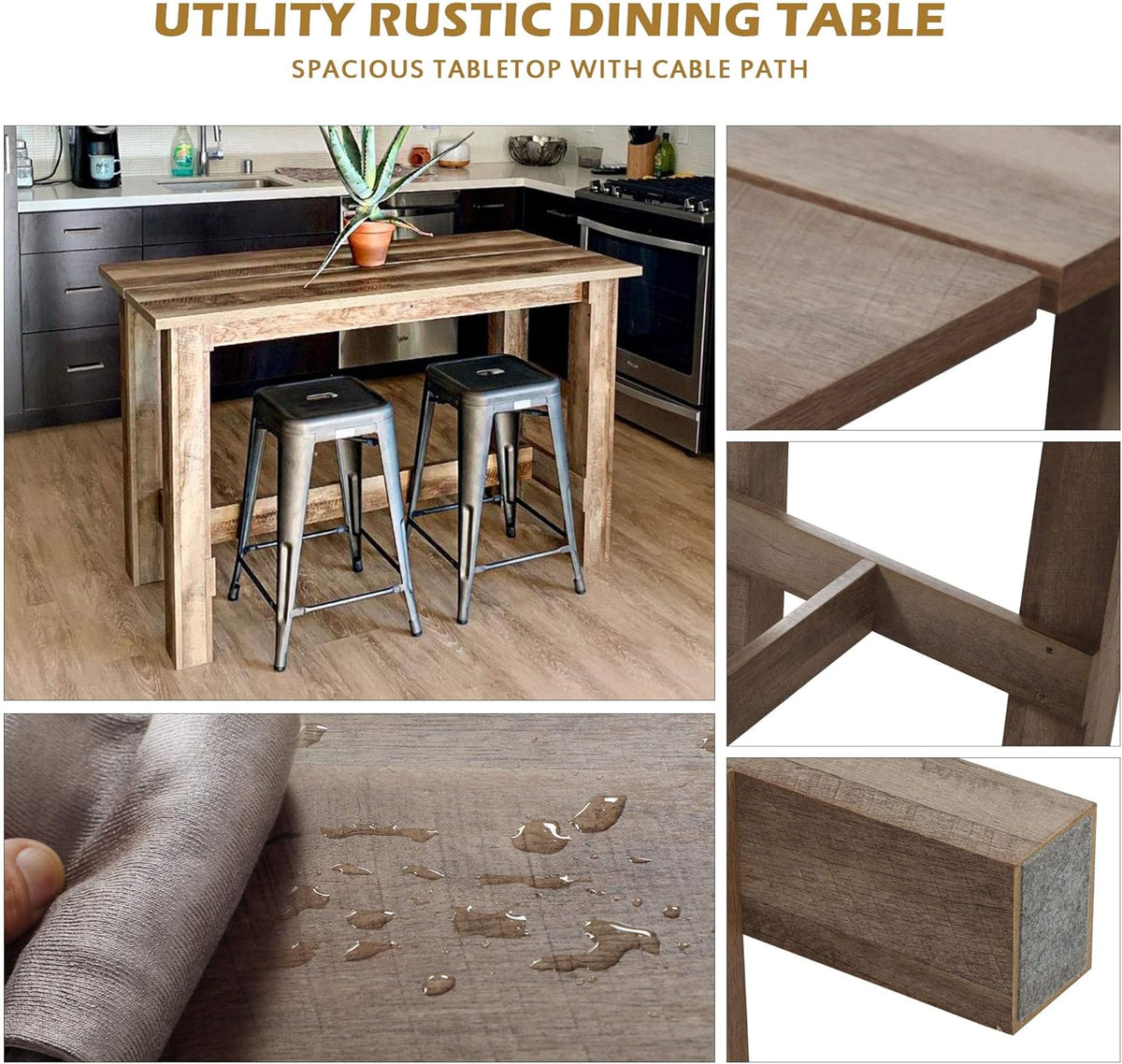 Counter Height Wooden Dining Table Light Brown S30547