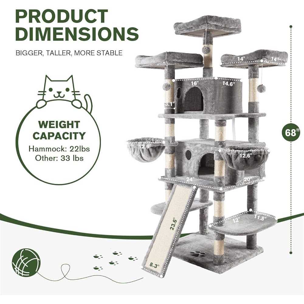 68 Inches Multi-Level Cat Tree with Cat Condo S83752
