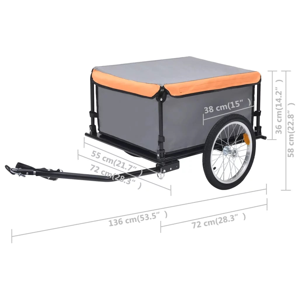 Bike Cargo Trailer Gray and Orange 143.3 lb X2997