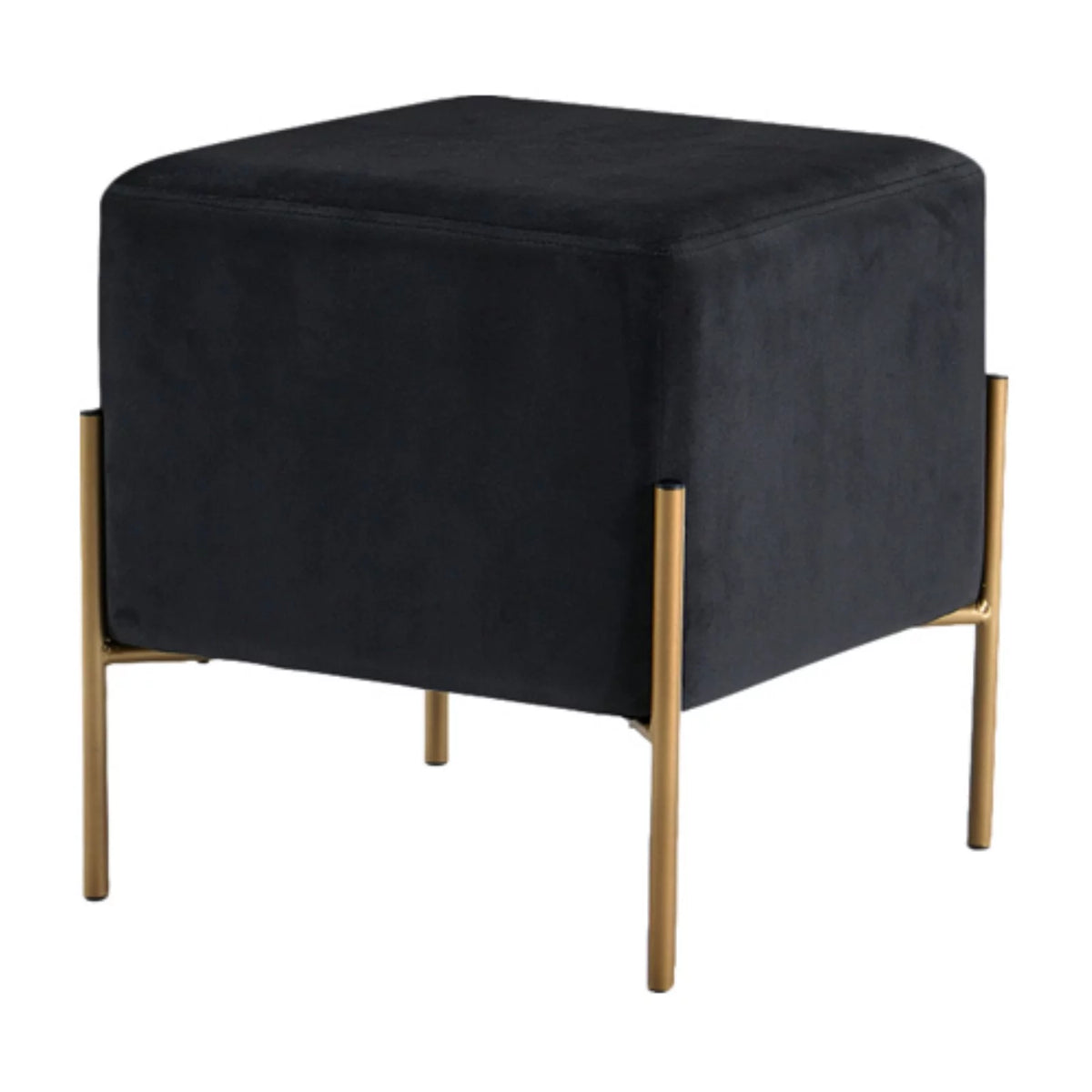 Black Velvet Ottoman Stool C114654