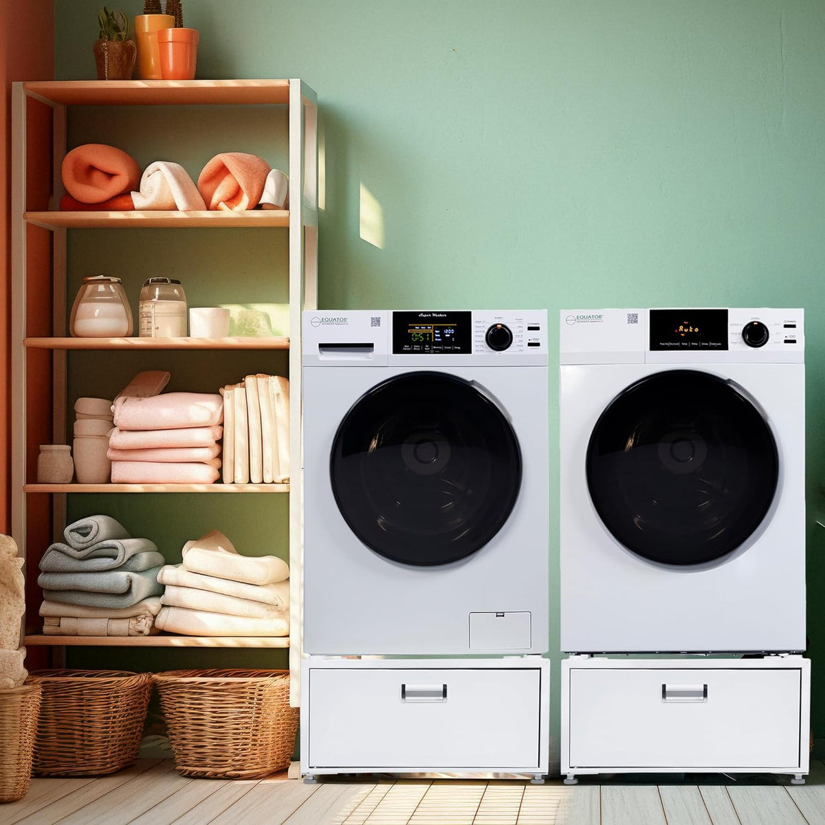 Laundry Set Washer and Vented Dryer with Pedestals U79492