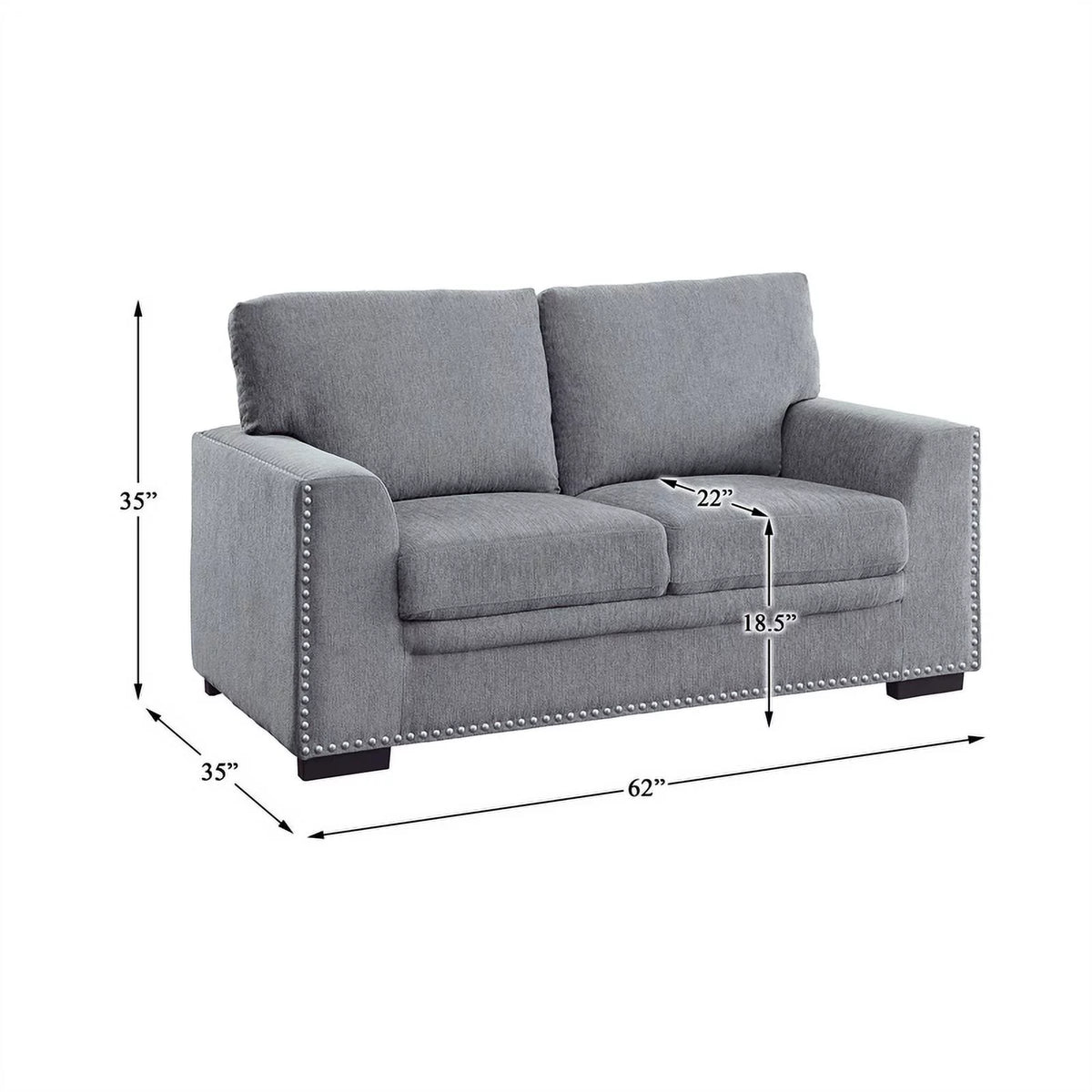 Dark Gray Chenille Loveseat V7265