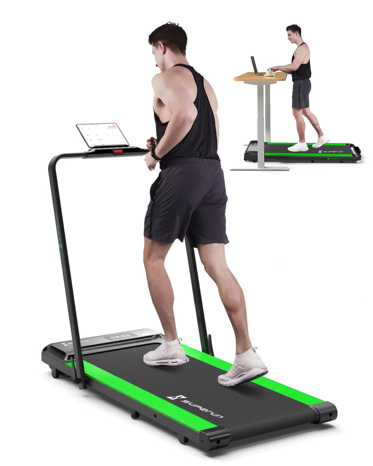 2 in 1 Folding Treadmill 3 HP 300lbs Capacity R199
