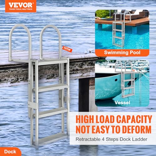 5 Steps Aluminum Retractable Dock Ladder S5634