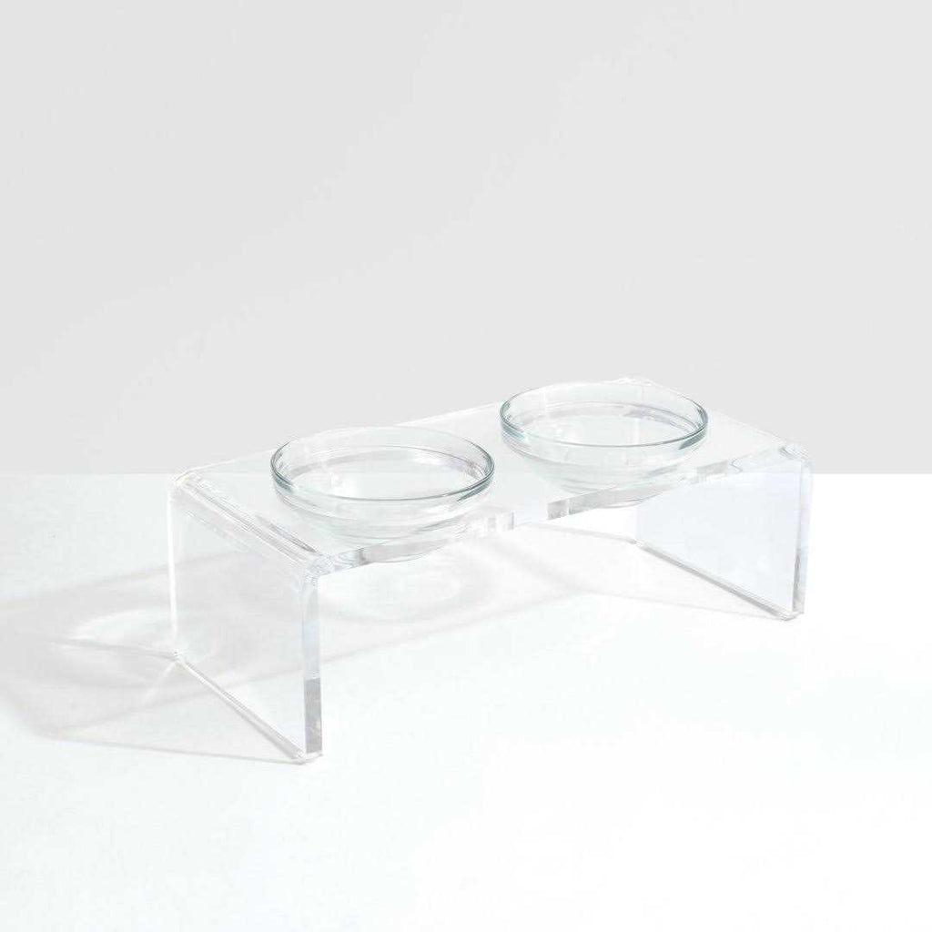 Clear Elevated Glass Bowl Feeder J5130