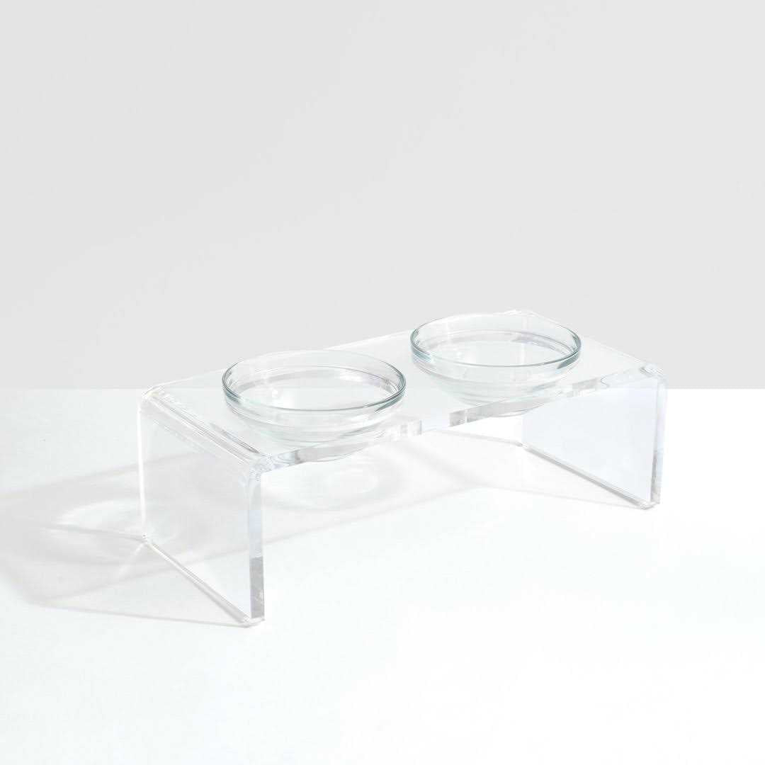 Clear Elevated Glass Bowl Feeder J5130