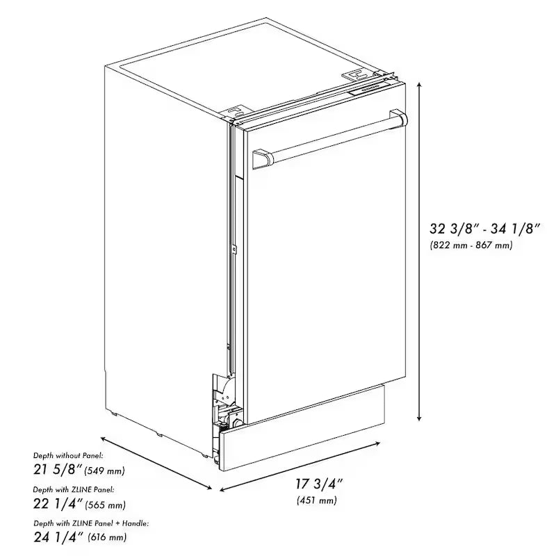18 in. 8-Cycle Tall Tub Dishwasher with 3rd Rack in Stainless Steel C257165