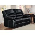 Black Leather Double Reclining Love Seat P8584