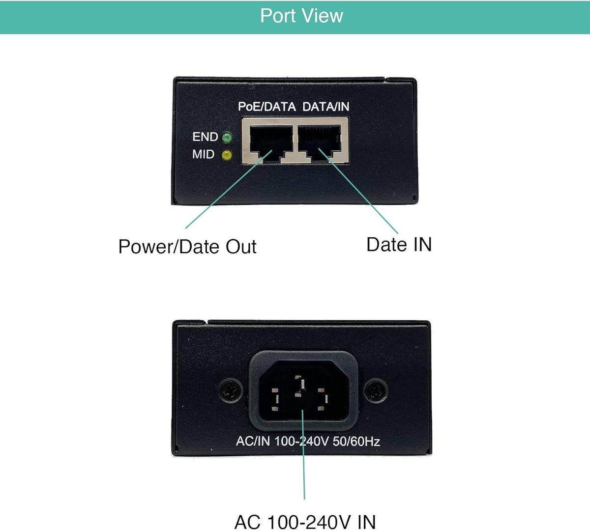 30W Gigabit Single Port Power Over Ethernet PoE Injector V6000