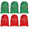 6 Packs Large Cotton Canvas Christmas Bag With Drawstrings C4132