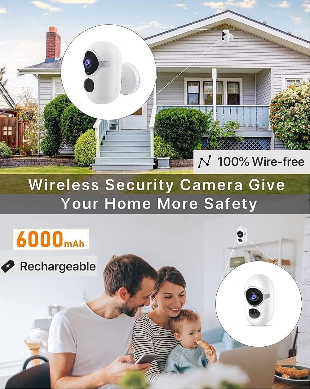 1080P Battery Powered Wireless Security Camera with Night Vision Y85662