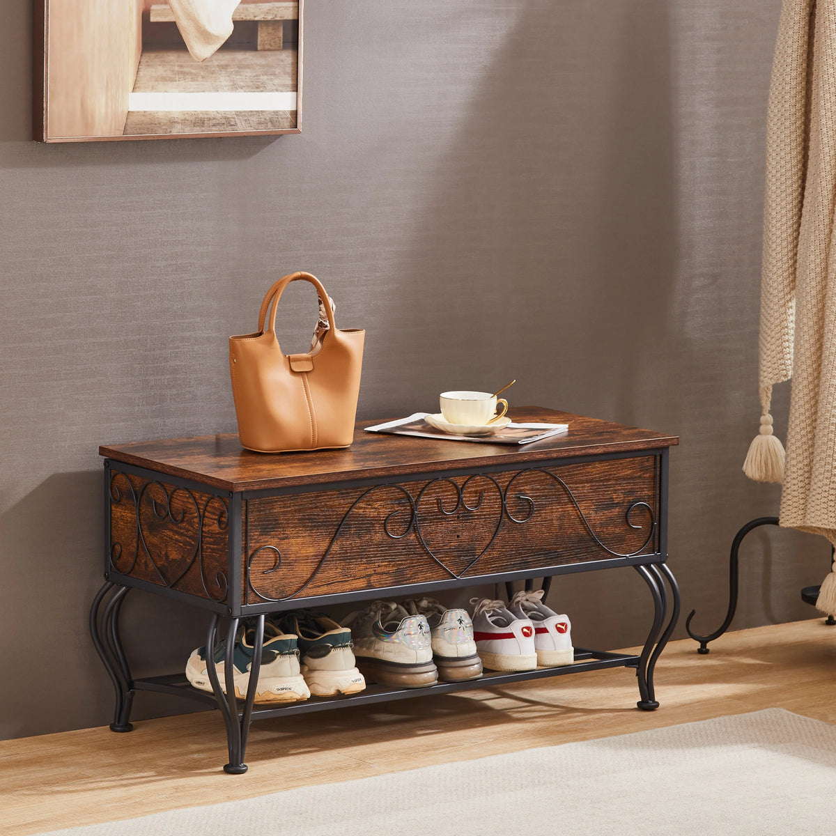 Shoe Rack Bench with Storage Shelf I5933