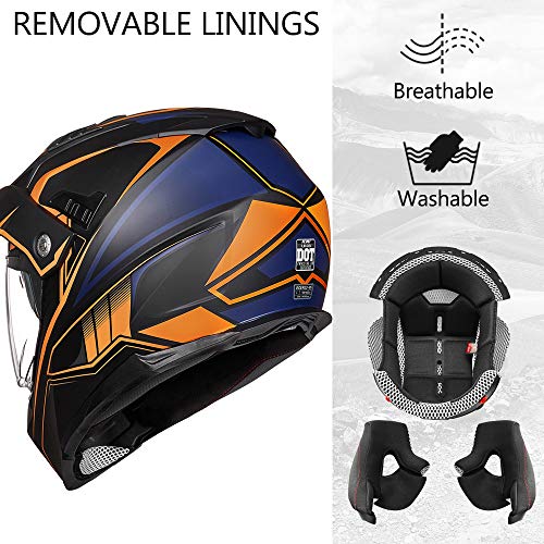 Dual Sport Full Face Motorcycle Helmet with Sun Visor X296