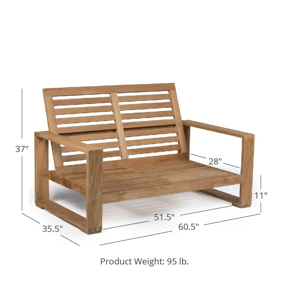 Grade A Teak 60in Patio Bench, Seats 2, Weather Resistant P6721