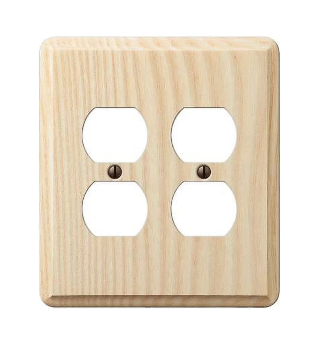 Beige 2 Gang Ash Wood Duplex Outlet Wall Plate A537