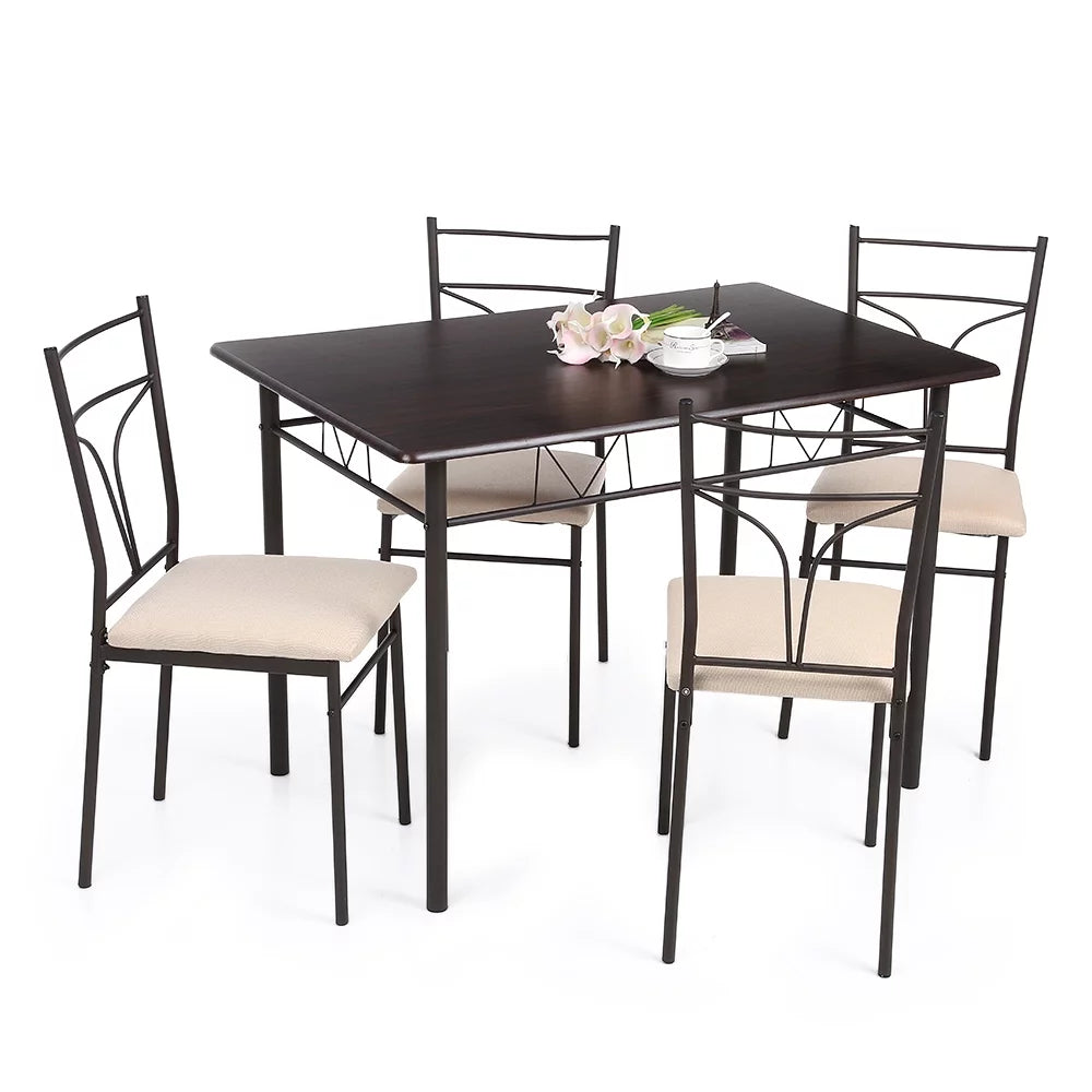 5PCS Metal Frame Dining Table Chairs Set V9711