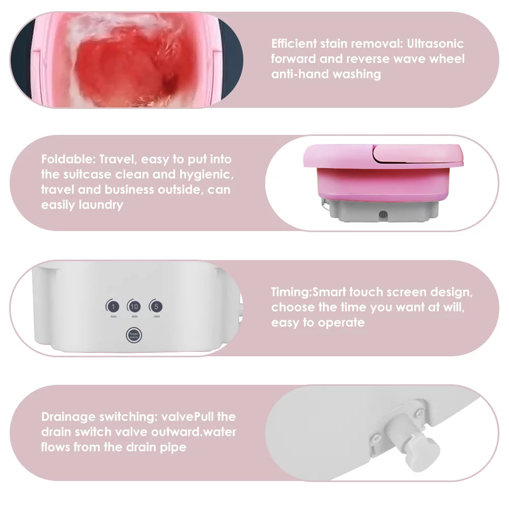 Foldable Pink Compact Washing Machine F651811