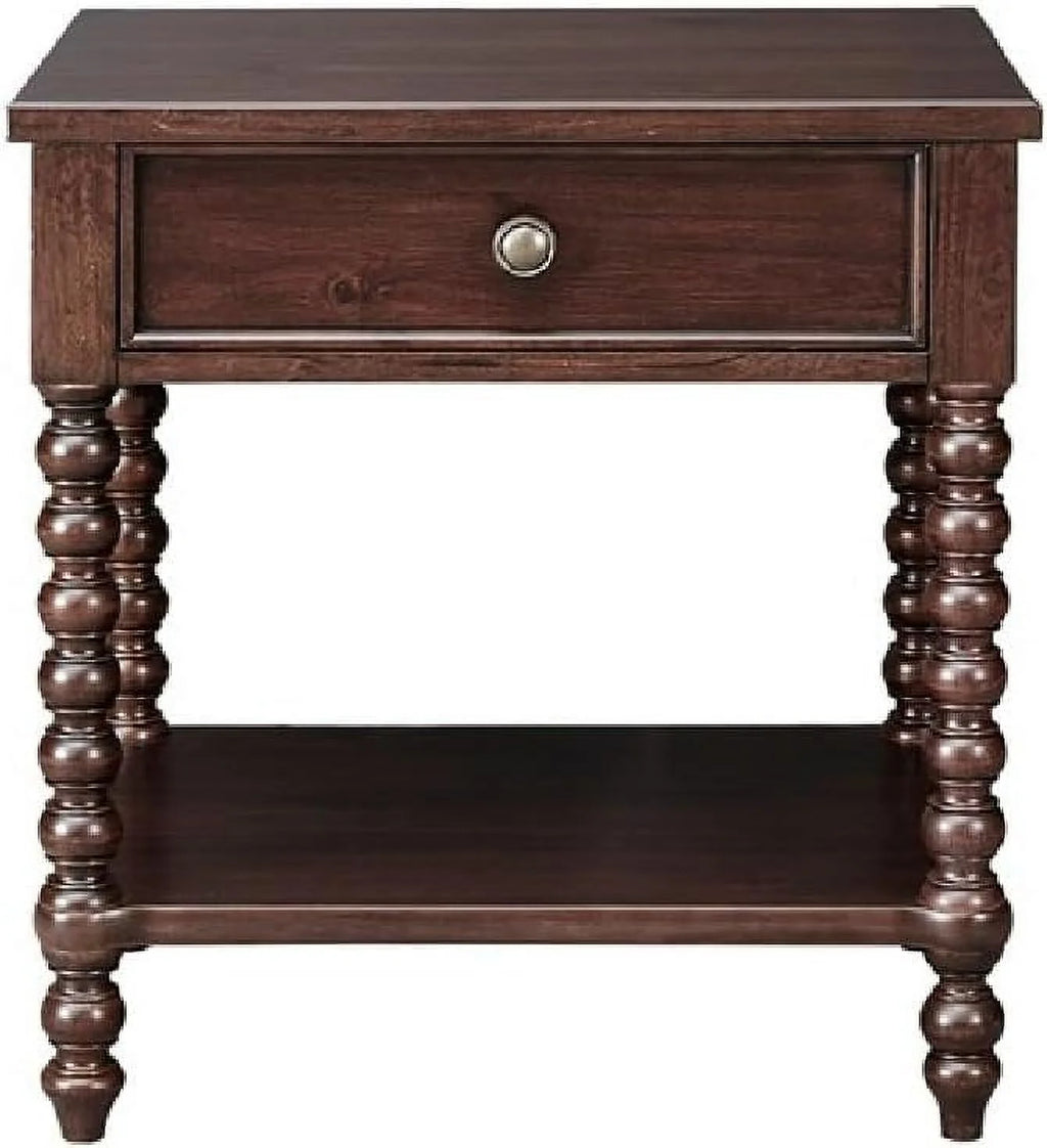 Brown 2 Tier Nightstand with Drawer F16683
