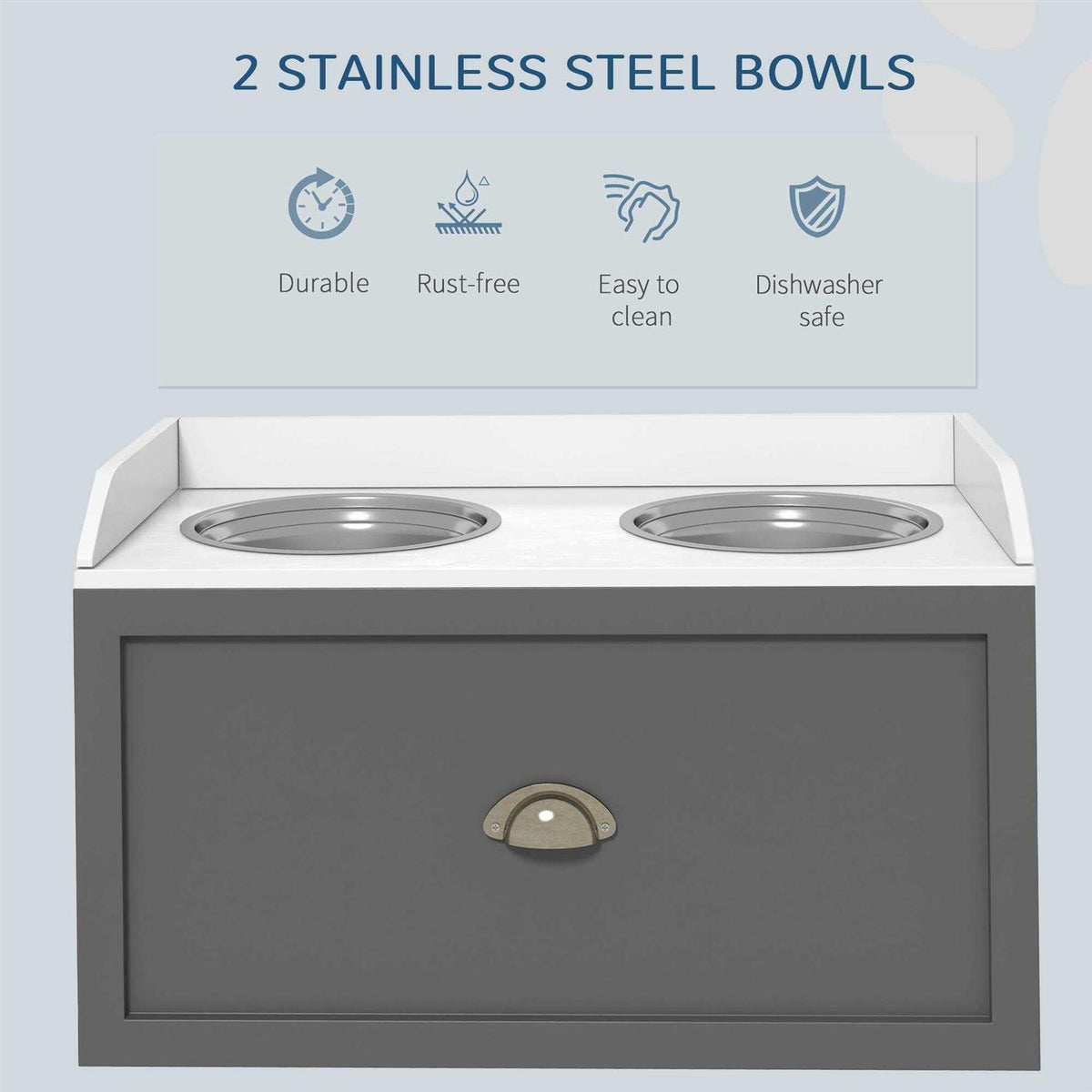 Elevated Dog Bowls with Storage Drawer V914368