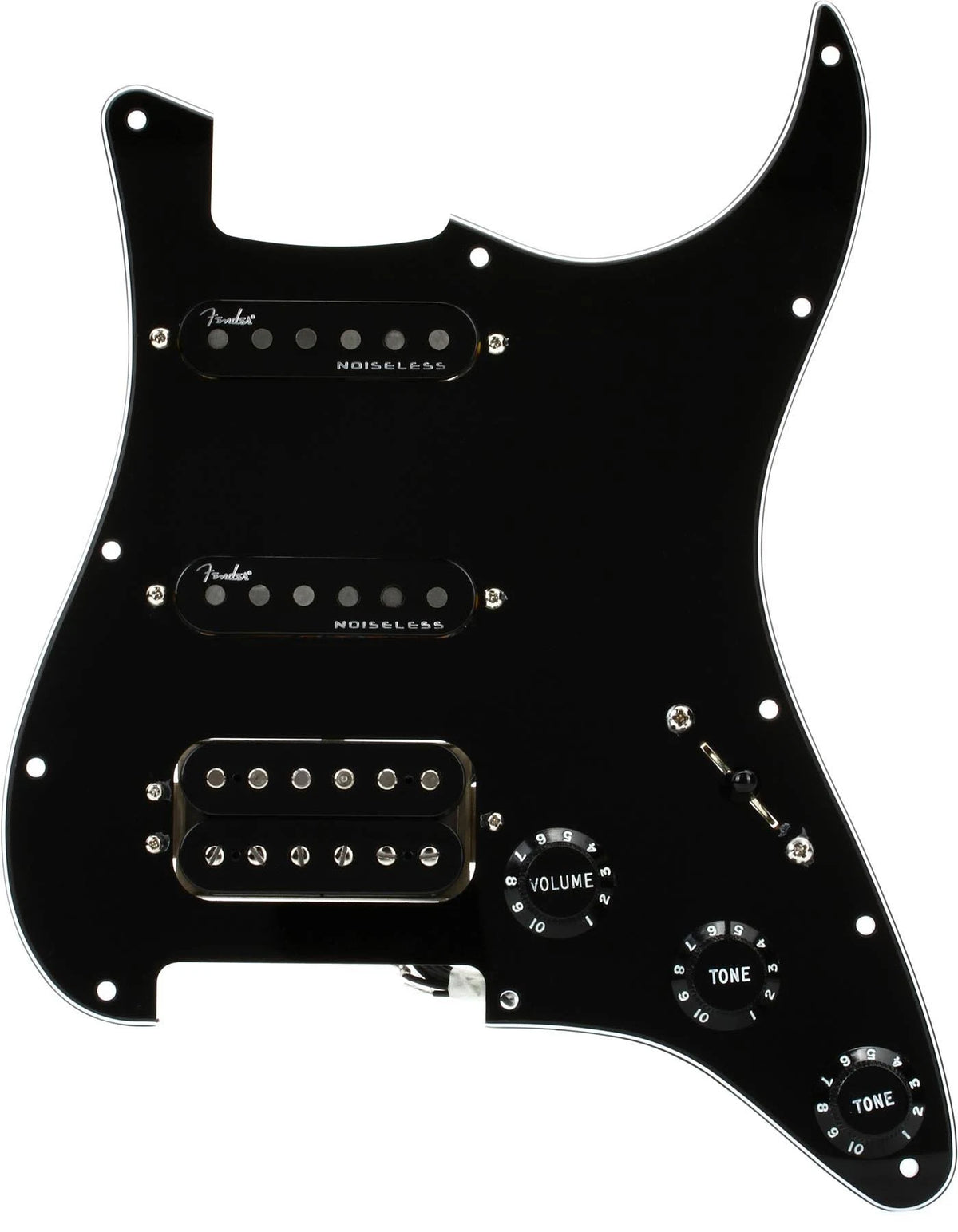 Black 3-Ply Pre-Wired Stratocaster Pickguard H468