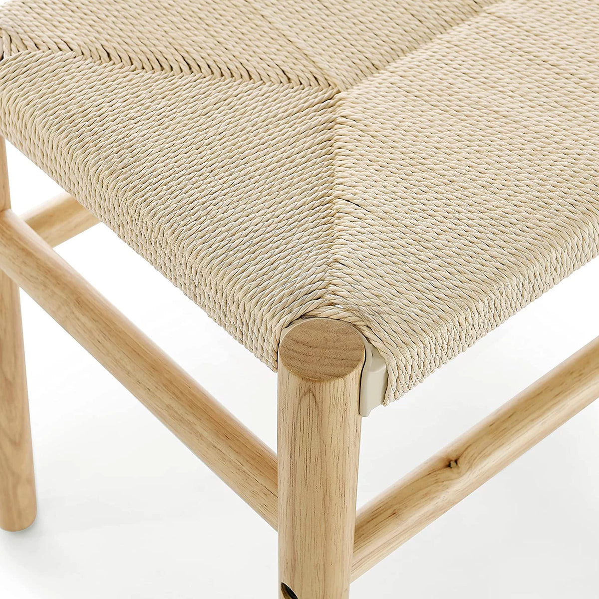 Wood Entryway Bench with Weave Rope Top W784398