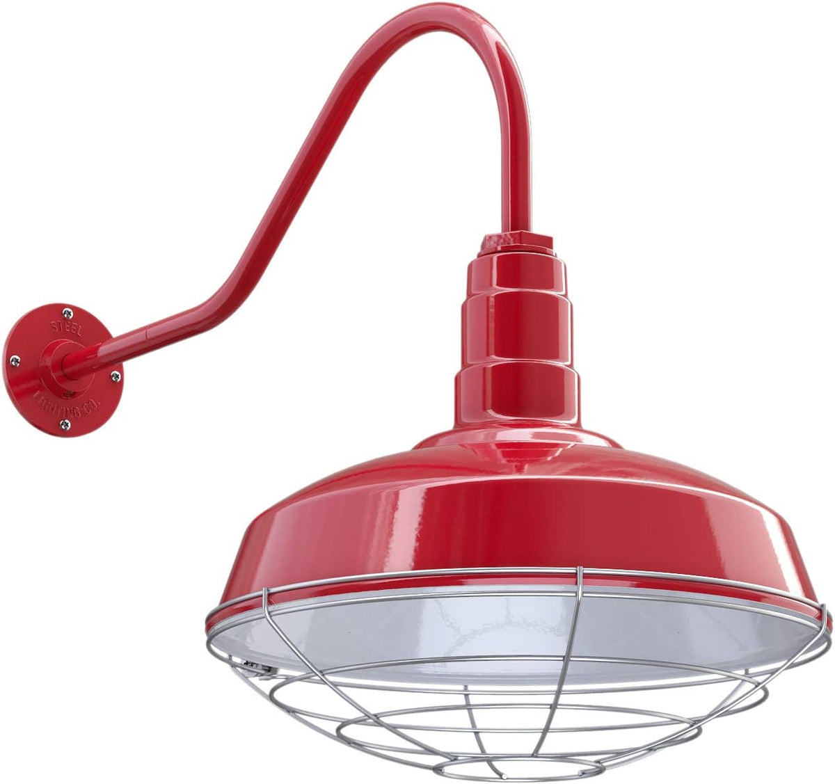 Gooseneck Barn Light with Wire Guard, Red B54003