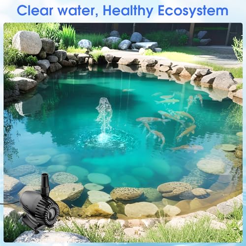 40W 660GPH Floating Pond Fountain with LED Lights and 3 Modes Spray H1601