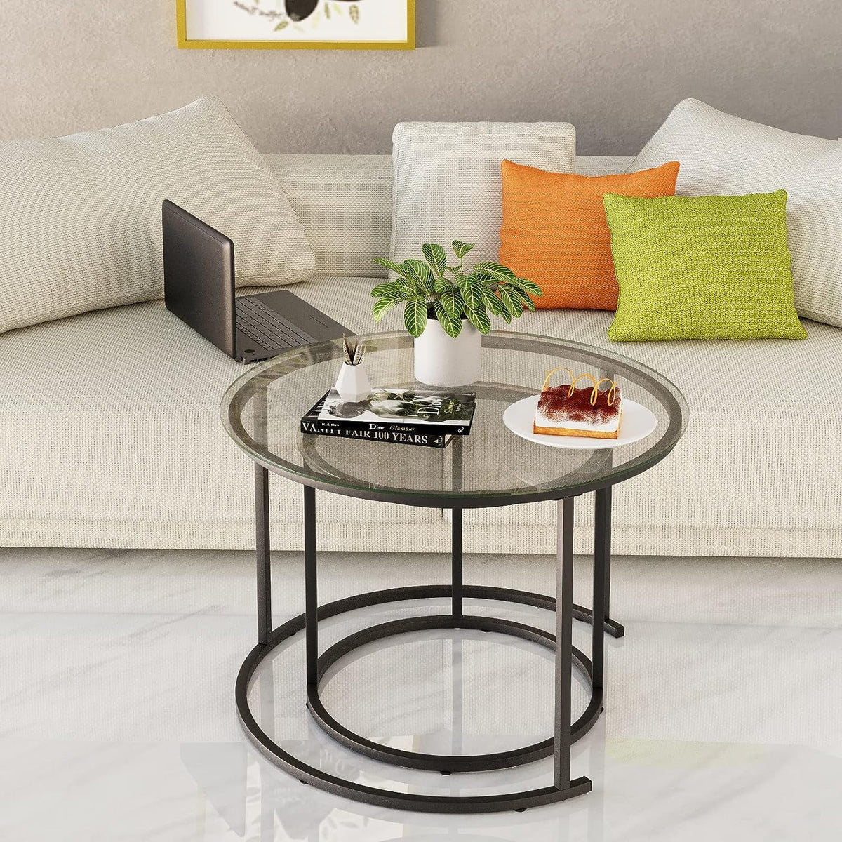 Tempered Glass Round End Table Z1002