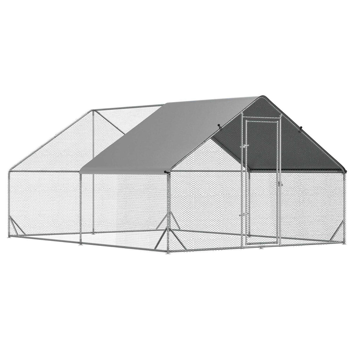 Large Metal Chicken Coop with Cover and Lockable Door U906448
