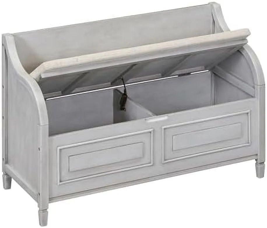 Espresso Wooden Entry Bench with Hidden Compartments and Removable Cushion D4055